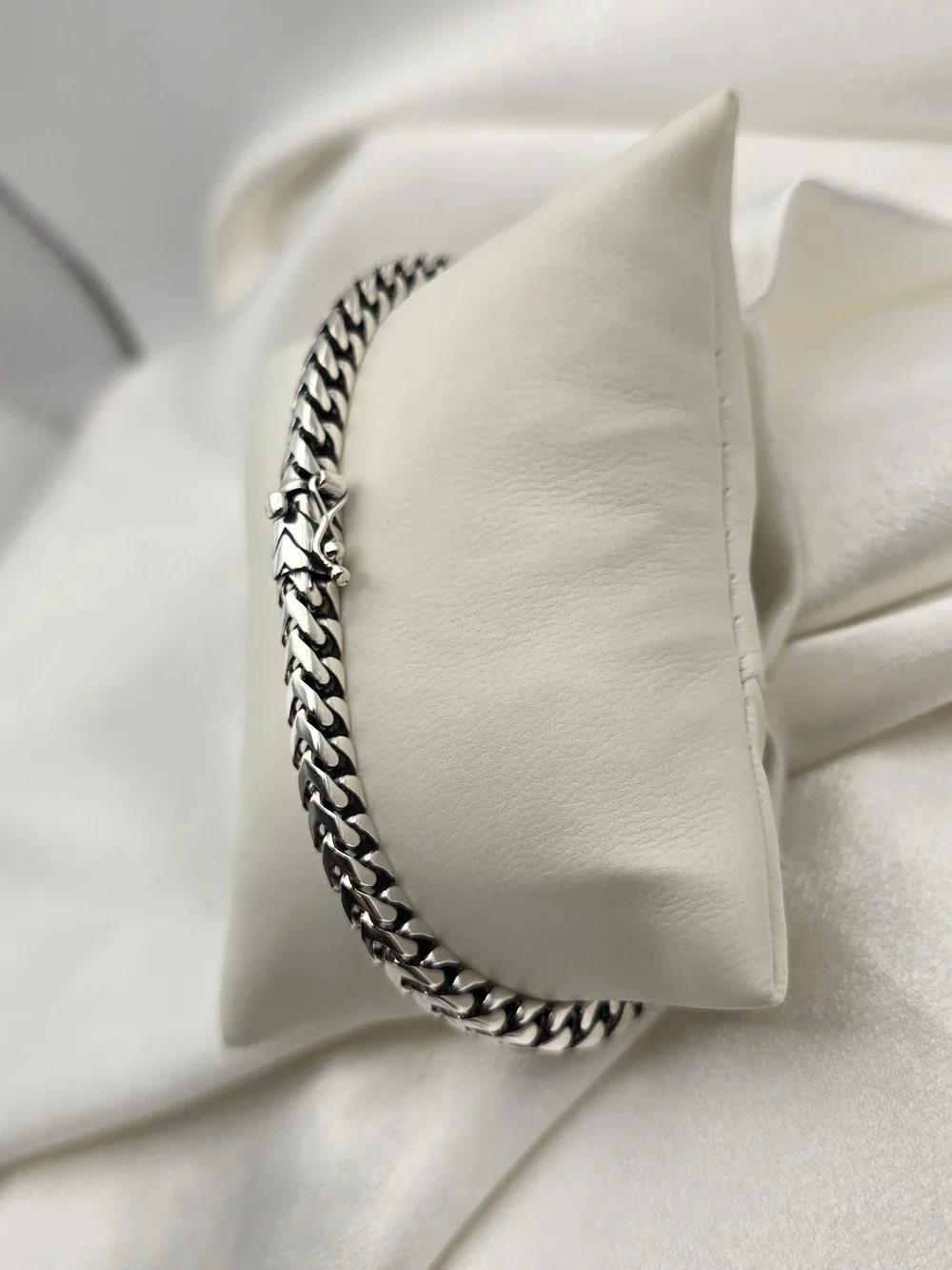 Rhodium Over Sterling Silver 925 Franco Bracelet
